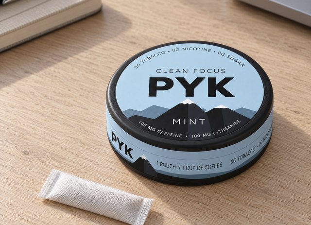 PYK MINT dėžutė ir maišelis ant darbo stalo